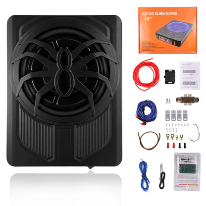 Podofo 10-calowy samochodowy system audio z subwooferem pod siedzeniem, wzmacniany subwoofer, zestaw wzmacniacza do samochodu ciężarowego i subwoofera