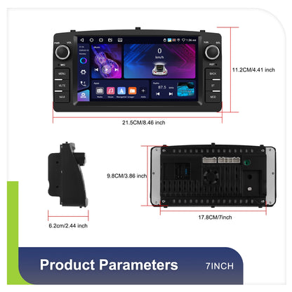 Radio samochodowe Podofo 7'' AI Voice Wireless CarPlay GPS WIFI DSP 4+64G Odtwarzacz multimedialny FM/RDS BT EQ do Toyoty Corolli E120/E130