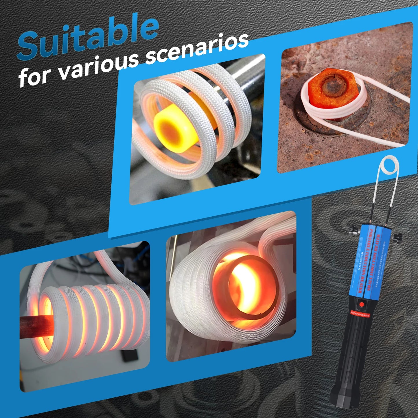 Podofo Magnetyczny podgrzewacz indukcyjny do śrub i nakrętek, narzędzie do demontażu zardzewiałych śrub, 1300 W, bezpłomieniowe narzędzie indukcyjne