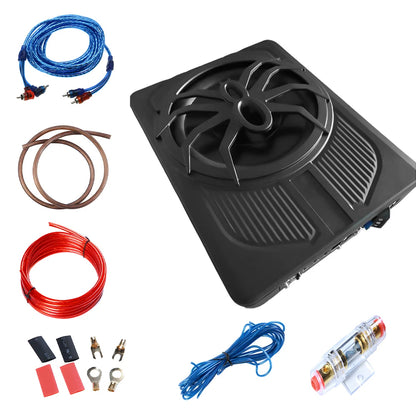 Podofo 10-calowy samochodowy system audio z subwooferem pod siedzeniem, wzmacniany subwoofer, zestaw wzmacniacza do samochodu ciężarowego i subwoofera