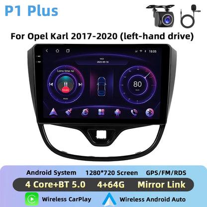 Podofo Bezprzewodowe radio samochodowe CarPlay AI do Opla Karla 2017-2020 (lewe) Android GPS WIFI Samochodowy odtwarzacz multimedialny DSP FM EQ Radio 2din