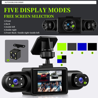 Podofo 2-calowy samochodowy rejestrator wideo 1080P Lewa prawa kamera cofania 360° 4-obiektywowa kamera samochodowa DVR nagrywanie w pętli monitor parkowania