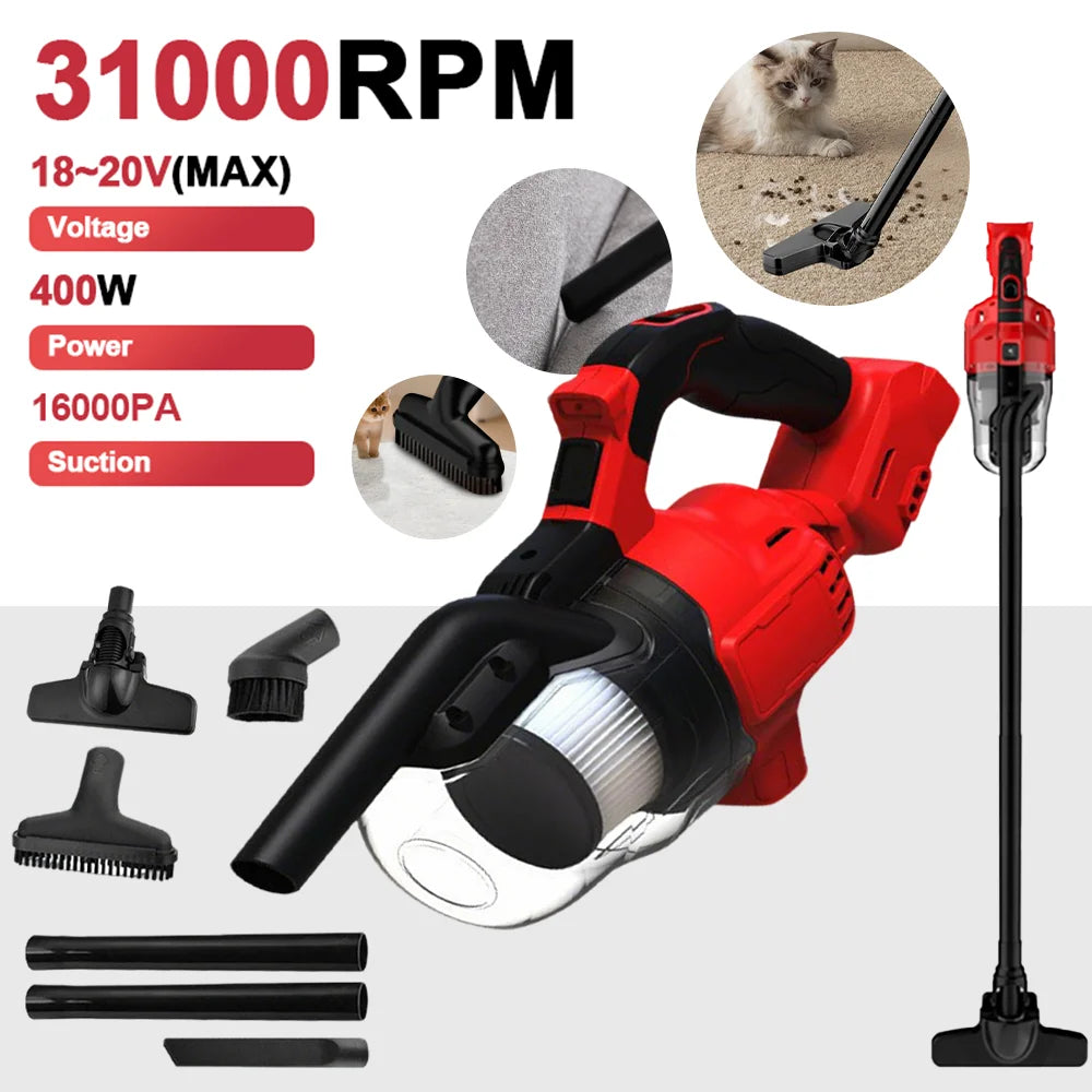 Przemysłowy bezszczotkowy odkurzacz akumulatorowy, 300 W, 9,4 kPa, wysoka siła ssania, wydajne usuwanie kurzu, do użytku domowego i komercyjnego