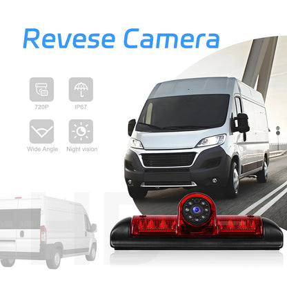 Podofo 140° Kamera cofania z trzecim światłem stopu i noktowizorem do samochodów Fiat Ducato Peugeot Boxer Citroen Jumper