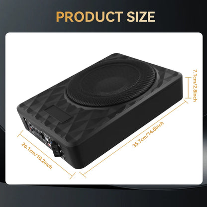 Podofo 1000W, smukły subwoofer samochodowy pod siedzeniem, zasilany 12 V, zestaw wzmacniacza do subwoofera samochodowego do ciężarówki
