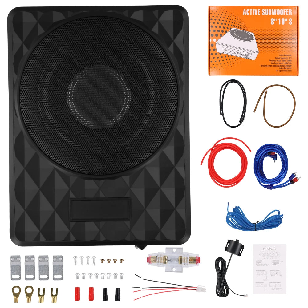 Podofo 1000W, smukły subwoofer samochodowy pod siedzeniem, zasilany 12 V, zestaw wzmacniacza do subwoofera samochodowego do ciężarówki