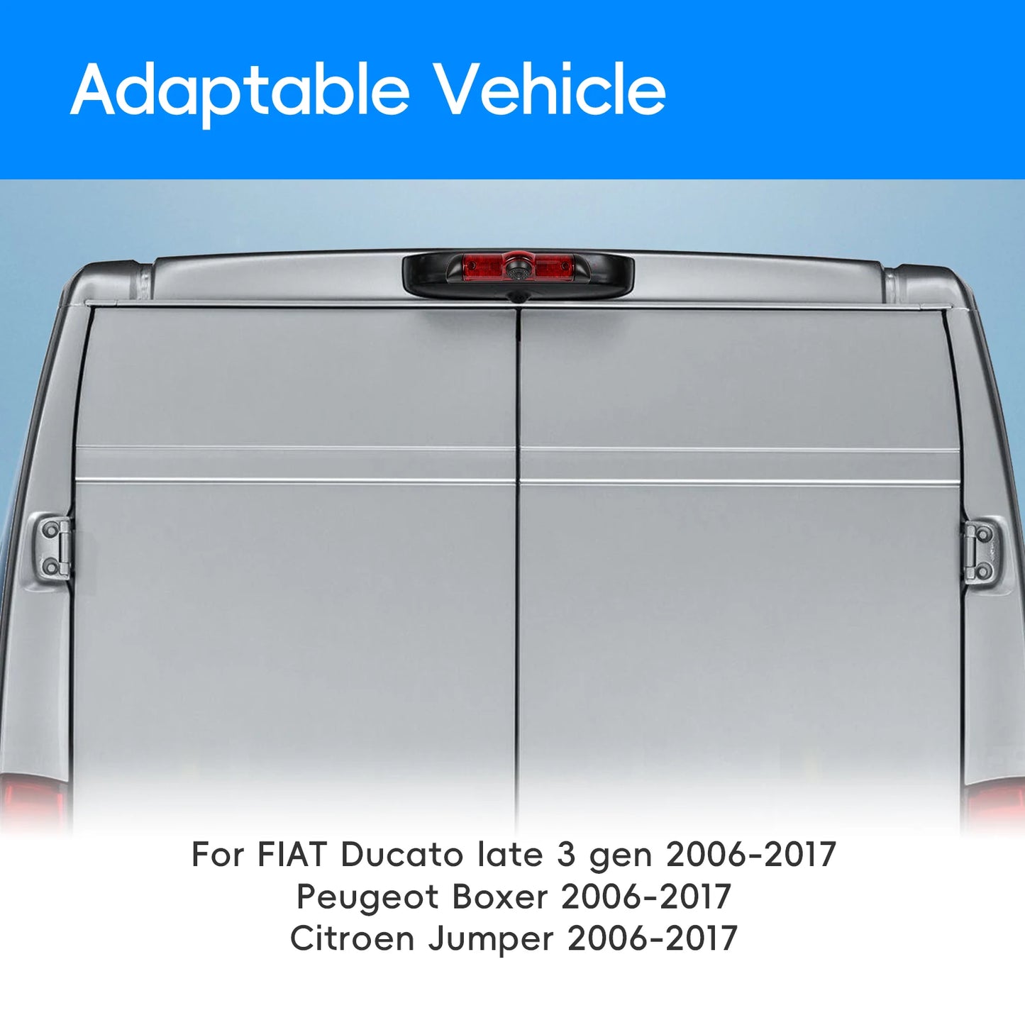 Podofo 140° Kamera cofania z trzecim światłem stopu i noktowizorem do samochodów Fiat Ducato Peugeot Boxer Citroen Jumper