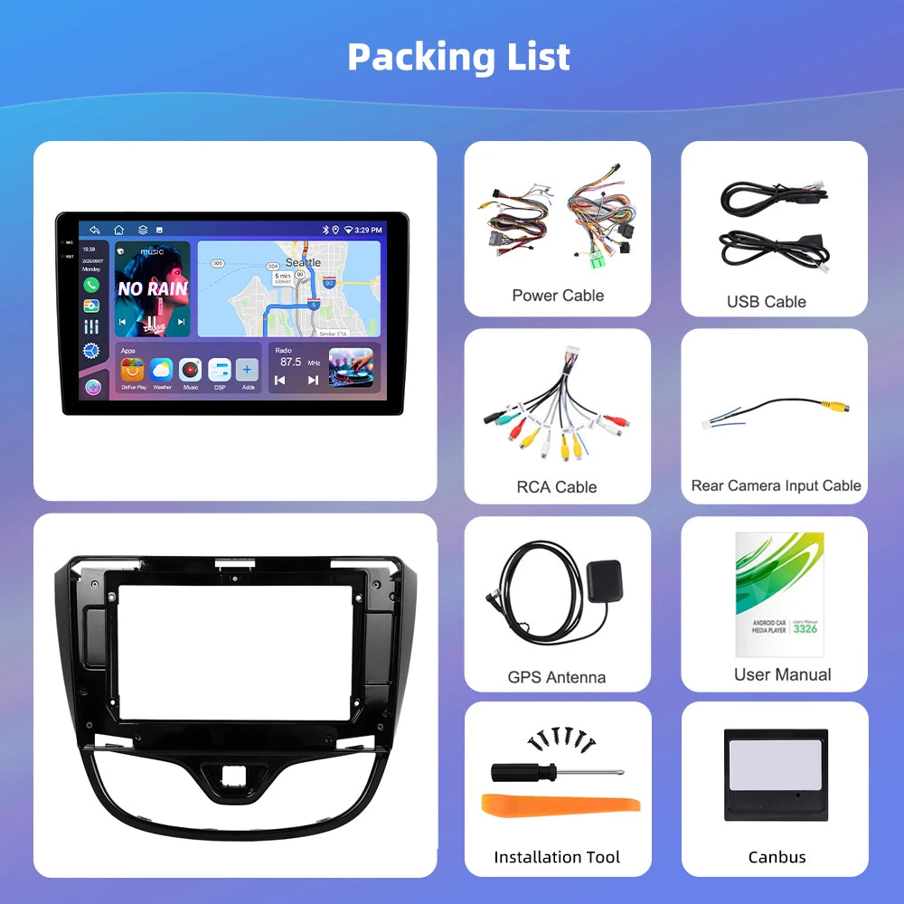 Podofo Bezprzewodowe radio samochodowe CarPlay AI do Opla Karla 2017-2020 (lewe) Android GPS WIFI Samochodowy odtwarzacz multimedialny DSP FM EQ Radio 2din