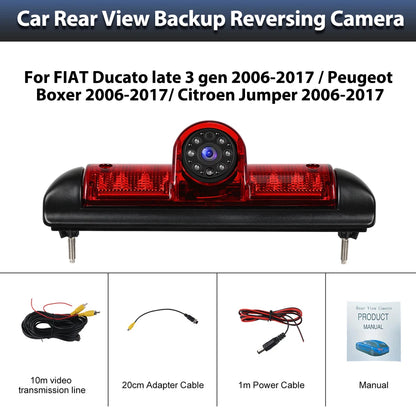 Podofo 140° Kamera cofania z trzecim światłem stopu i noktowizorem do samochodów Fiat Ducato Peugeot Boxer Citroen Jumper