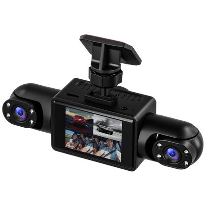 Podofo 2-calowy samochodowy rejestrator wideo 1080P Lewa prawa kamera cofania 360° 4-obiektywowa kamera samochodowa DVR nagrywanie w pętli monitor parkowania