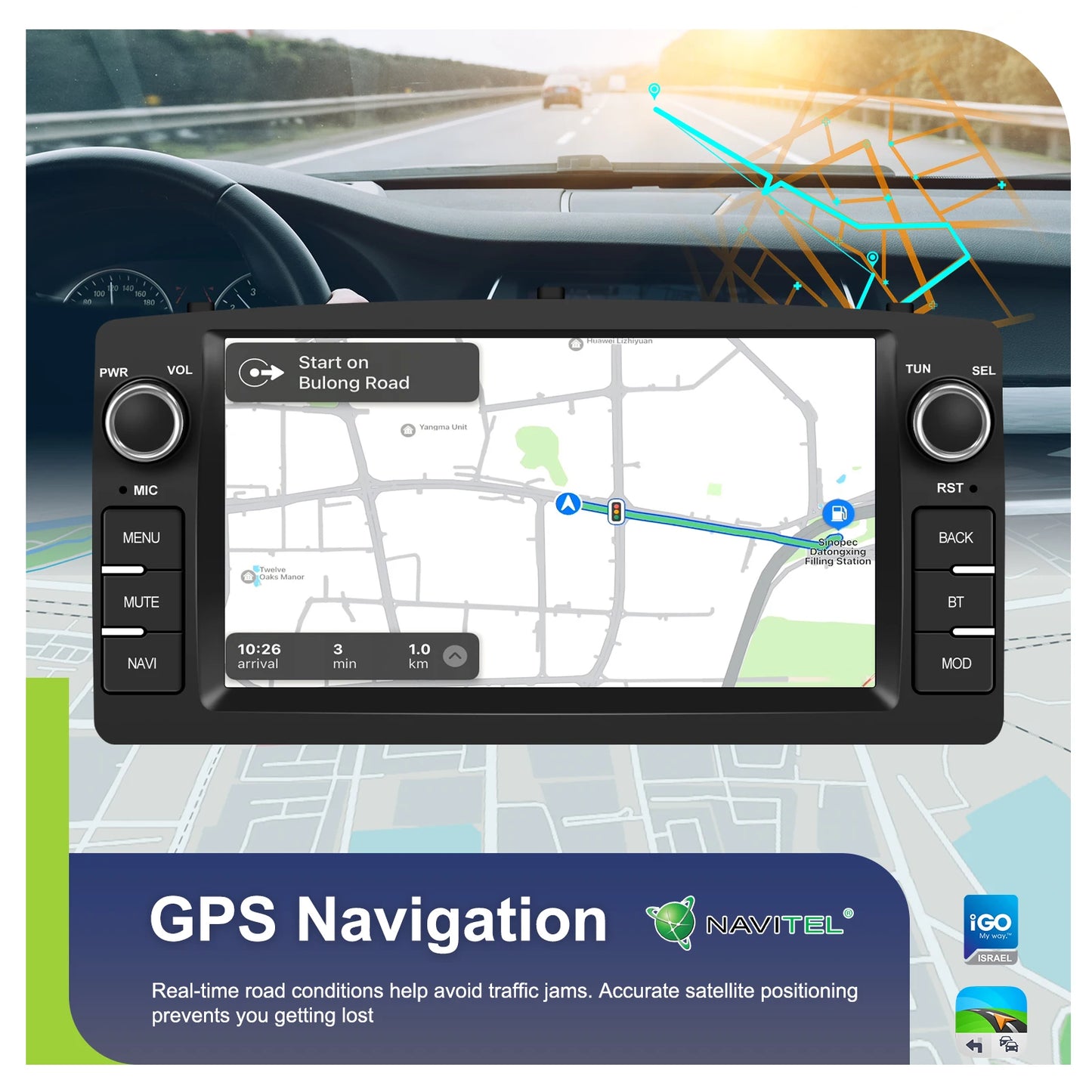 Radio samochodowe Podofo 7'' AI Voice Wireless CarPlay GPS WIFI DSP 4+64G Odtwarzacz multimedialny FM/RDS BT EQ do Toyoty Corolli E120/E130