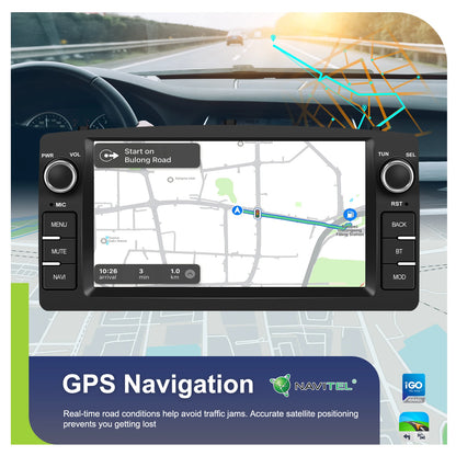 Radio samochodowe Podofo 7'' AI Voice Wireless CarPlay GPS WIFI DSP 4+64G Odtwarzacz multimedialny FM/RDS BT EQ do Toyoty Corolli E120/E130