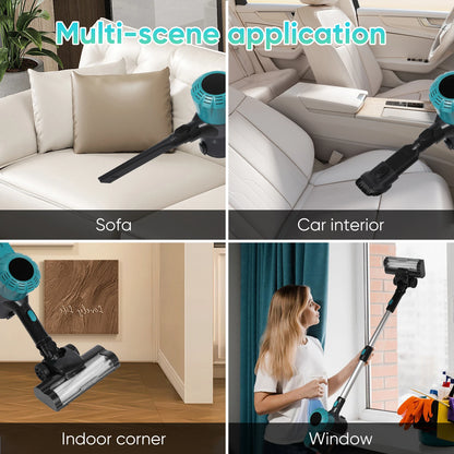 Odkurzacz pionowy LED bezprzewodowy do akumulatora Makita 18 V, silnik bezszczotkowy, siła ssania 16 kPa, pojemnik na kurz 0,8 l, czas pracy 30 minut z akcesoriami