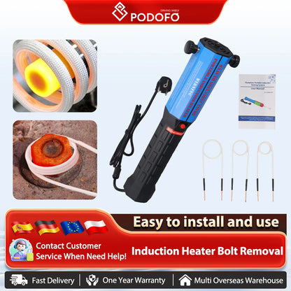 Podofo Magnetyczny podgrzewacz indukcyjny do śrub i nakrętek, narzędzie do demontażu zardzewiałych śrub, 1300 W, bezpłomieniowe narzędzie indukcyjne