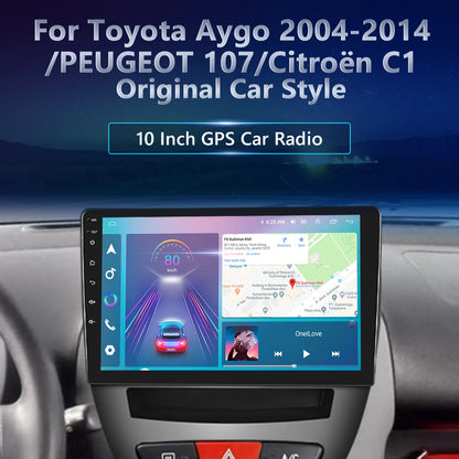 Podofo do Peugeota 107, Toyoty Aygo, Citroena C1 2005-2014, radia samochodowego, bezprzewodowego CarPlay, Androida Auto, 2+64 GB, GPS, jednostka główna, bez DVD