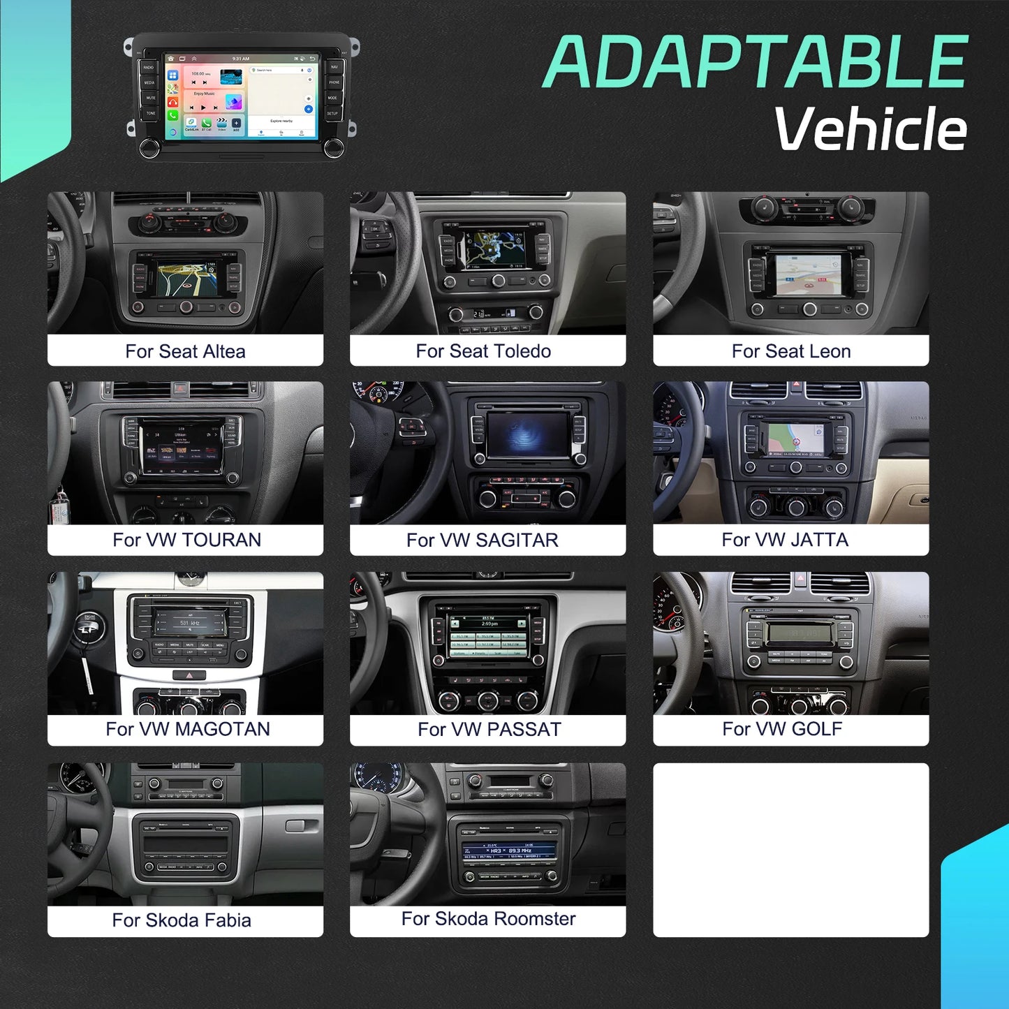 Podofo 7" Android 4G+64G do samochodowego radia samochodowego Apple Carplay GPS NAVI WIFI RDS FM BT do VW Golf 5 6 Passat Polo Touran Tiguan GPS