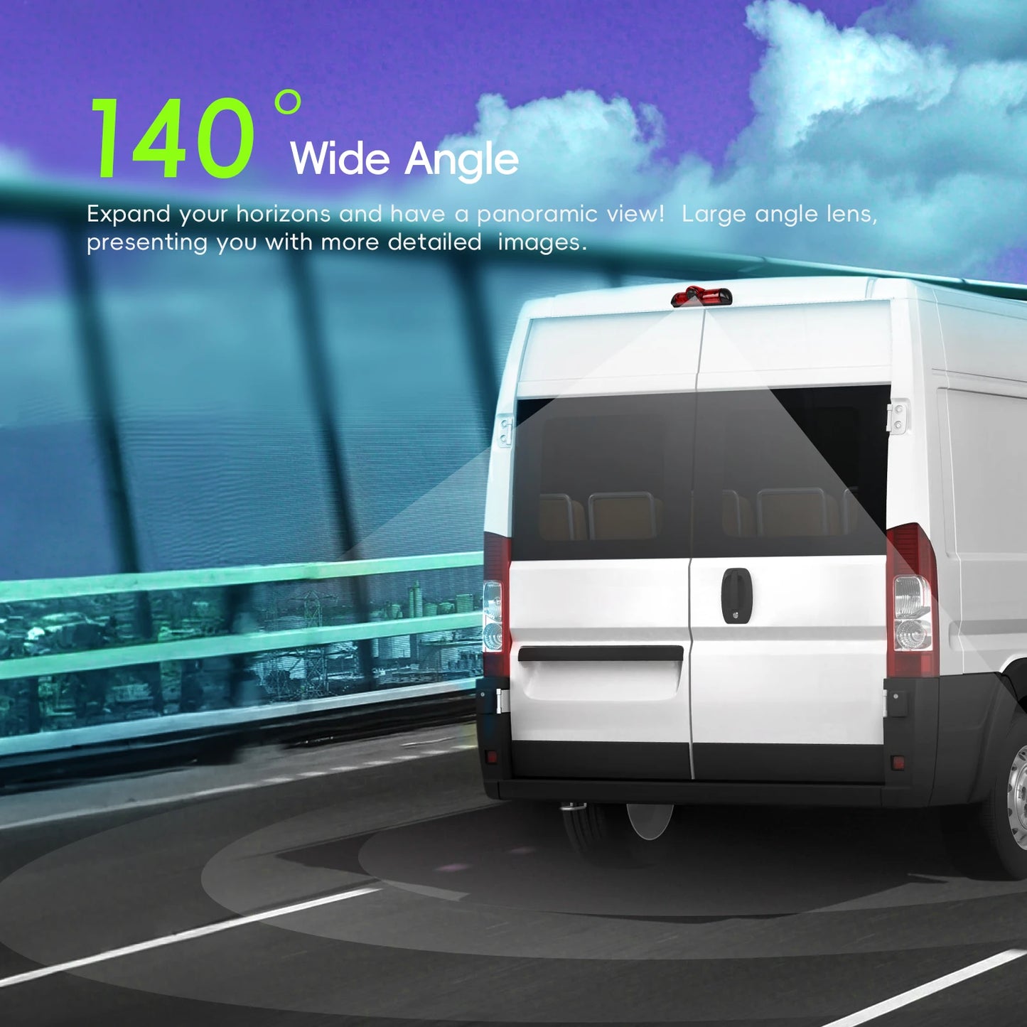 Podofo 140° Kamera cofania z trzecim światłem stopu i noktowizorem do samochodów Fiat Ducato Peugeot Boxer Citroen Jumper