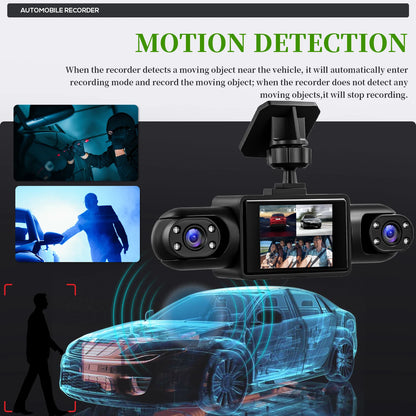 Podofo 2-calowy samochodowy rejestrator wideo 1080P Lewa prawa kamera cofania 360° 4-obiektywowa kamera samochodowa DVR nagrywanie w pętli monitor parkowania