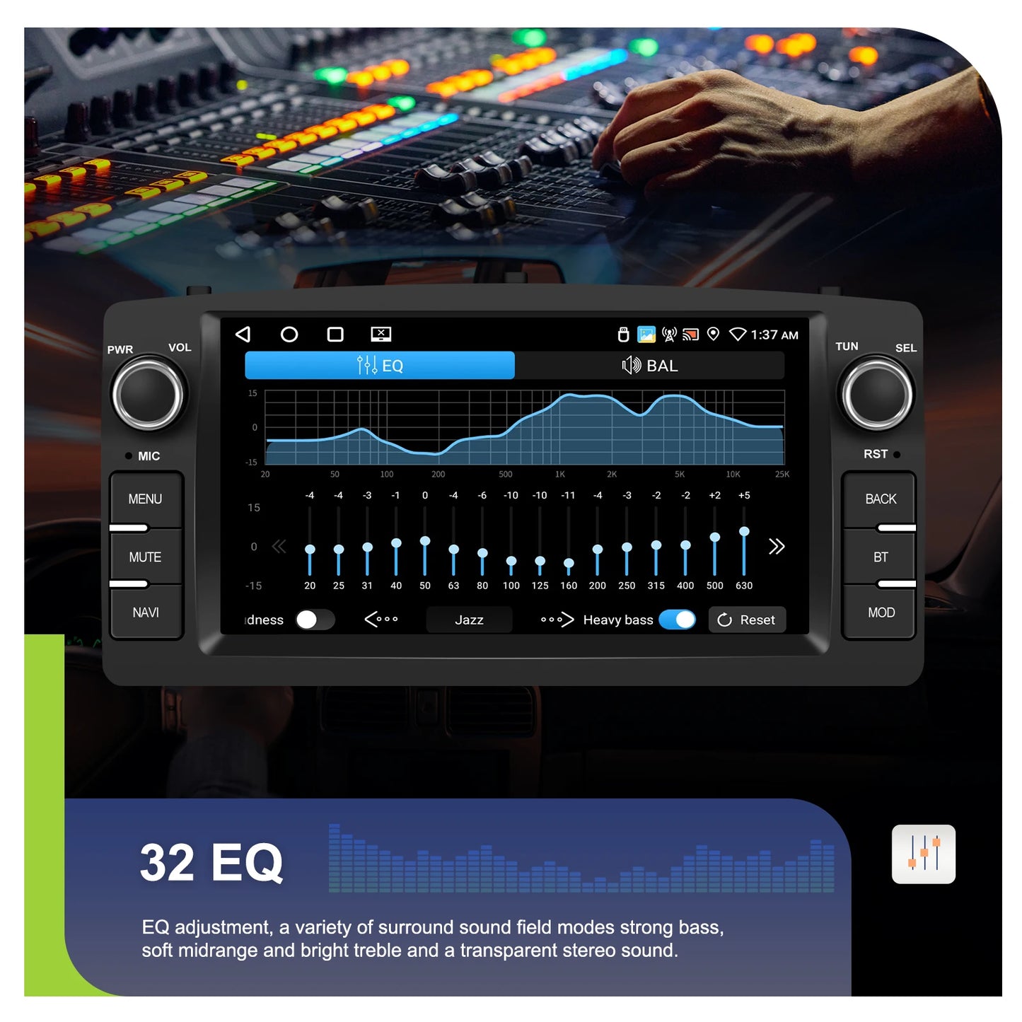 Radio samochodowe Podofo 7'' AI Voice Wireless CarPlay GPS WIFI DSP 4+64G Odtwarzacz multimedialny FM/RDS BT EQ do Toyoty Corolli E120/E130